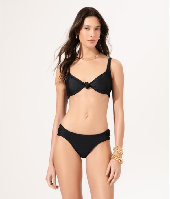 Biquíni Meia Taça Retro Nó Comfort Atlântico Preto