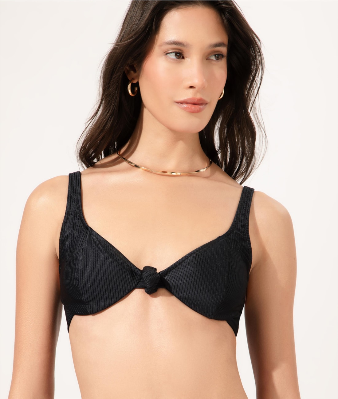 Biquíni Meia Taça Retro Nó Comfort Atlântico Preto