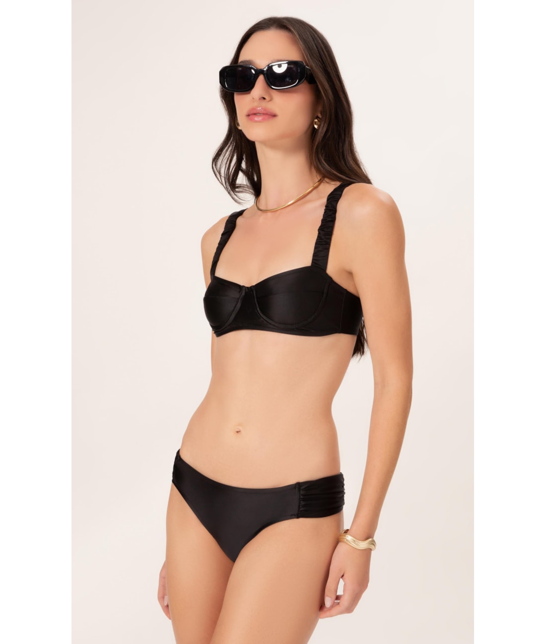 Biquíni Meia Taça Retrô Satin Skin Preto