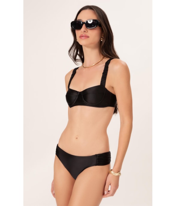 Biquíni Meia Taça Retrô Satin Skin Preto