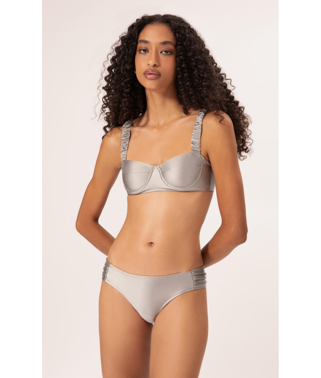 Biquíni Meia Taça Retrô Satin Skin Silver Gray