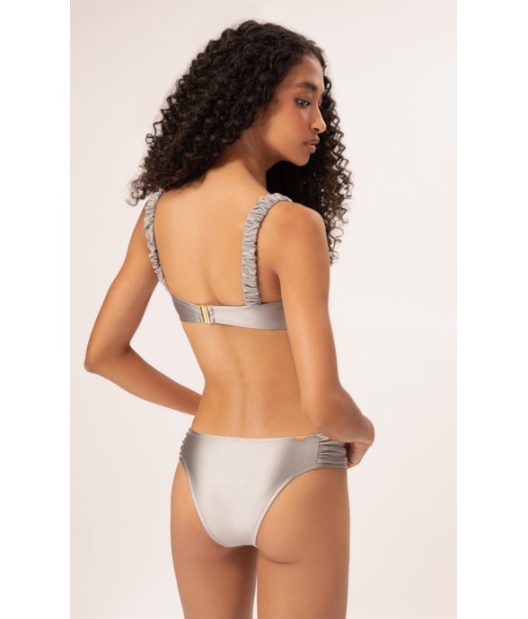 Biquíni Meia Taça Retrô Satin Skin Silver Gray