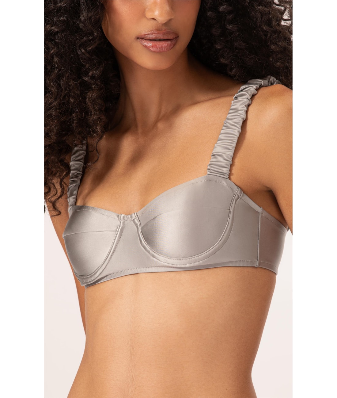 Biquíni Meia Taça Retrô Satin Skin Silver Gray