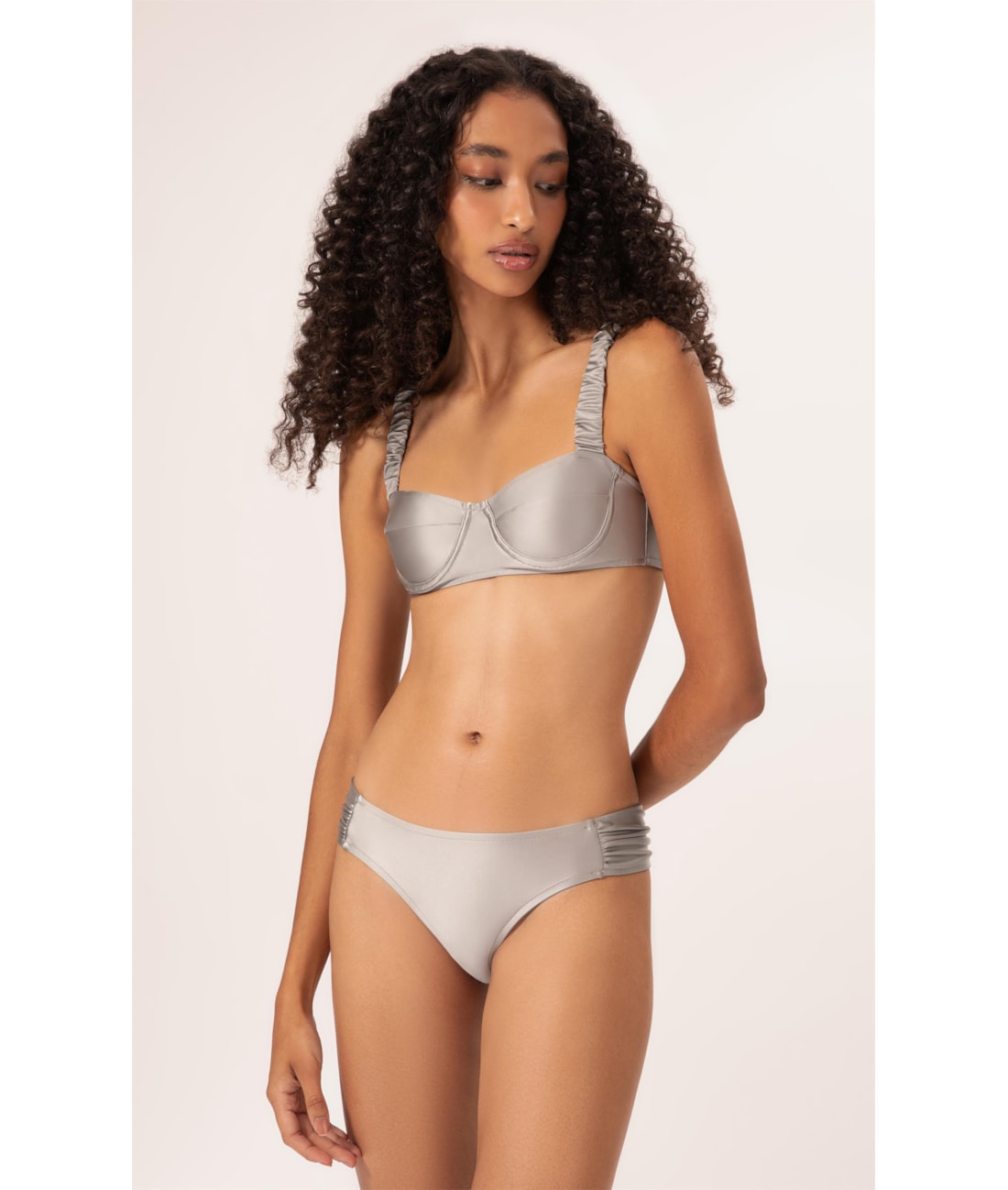 Biquíni Meia Taça Retrô Satin Skin Silver Gray