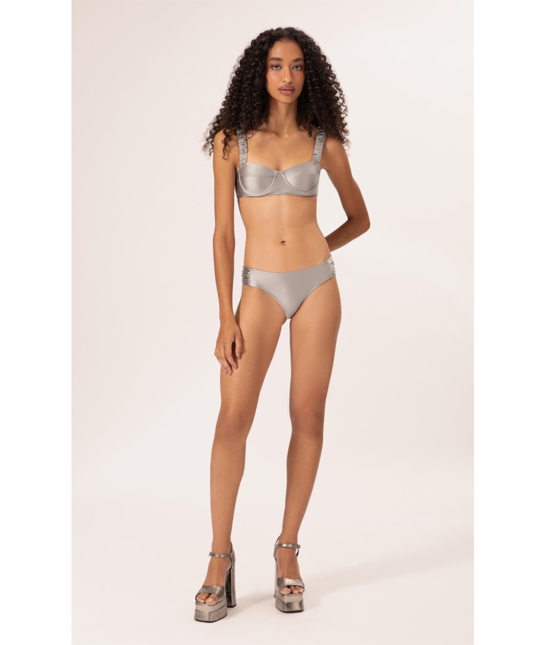 Biquíni Meia Taça Retrô Satin Skin Silver Gray