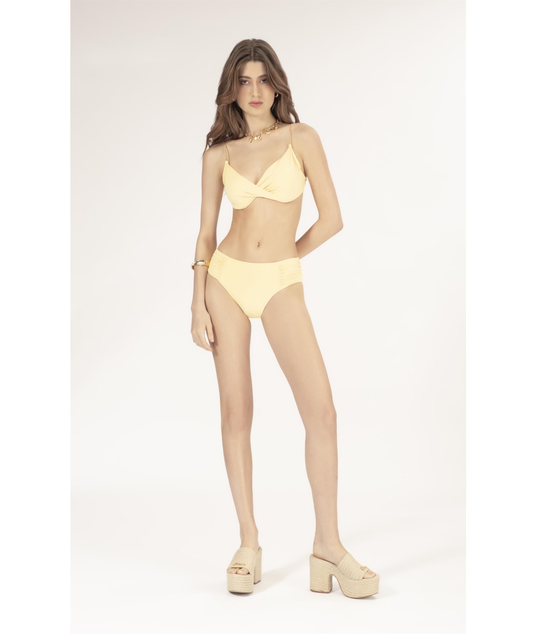 BIQUÍNI MEIA TAÇA TRANSPASSADO COMFORT FLUID AMARELO MANTEIGA