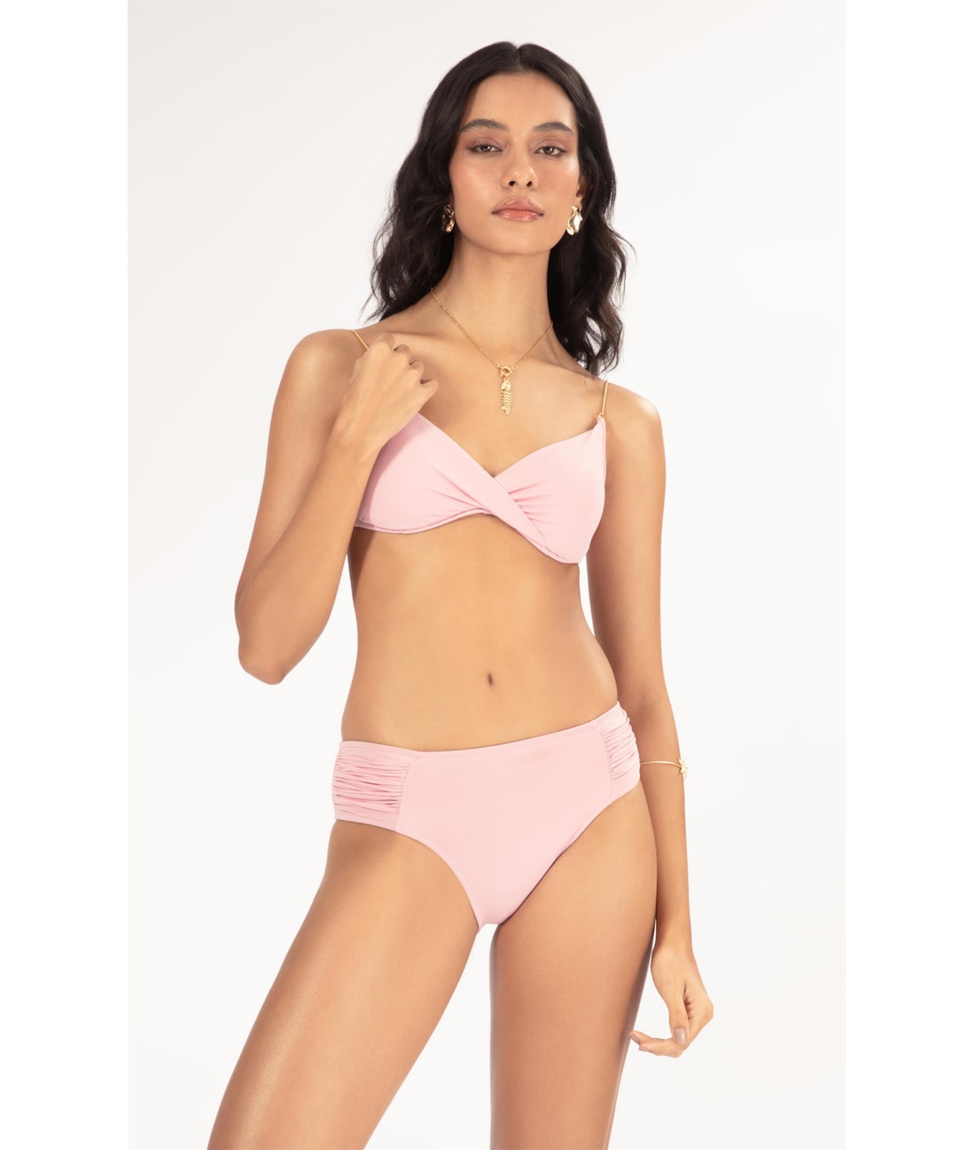 BIQUÍNI MEIA TAÇA TRANSPASSADO COMFORT FLUID ROSA