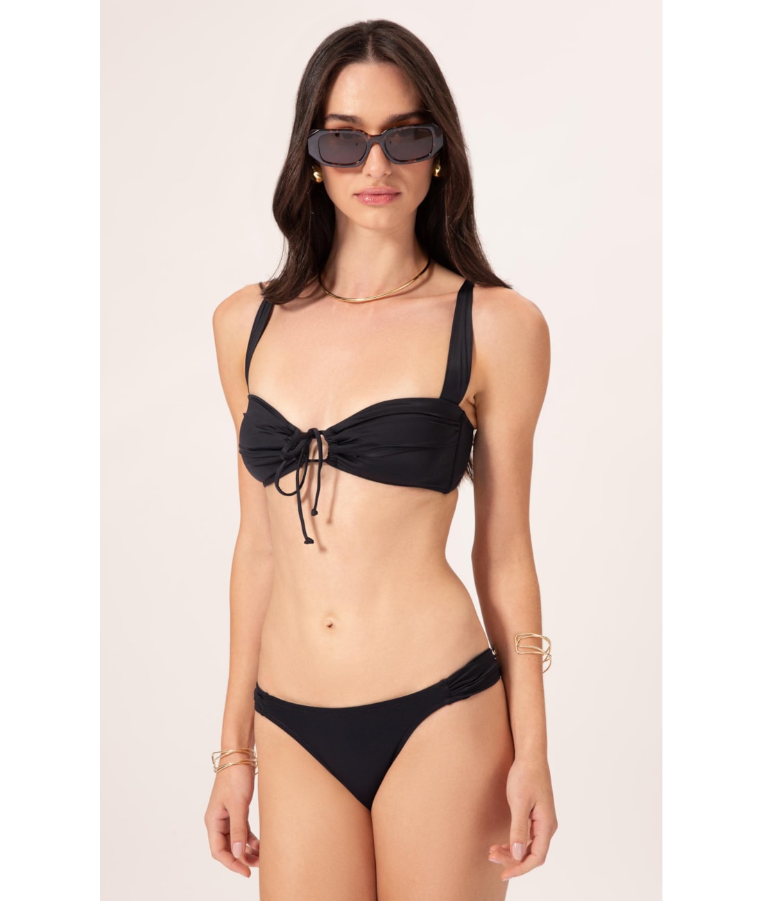 Biquíni Regata Franzido Draping Preto