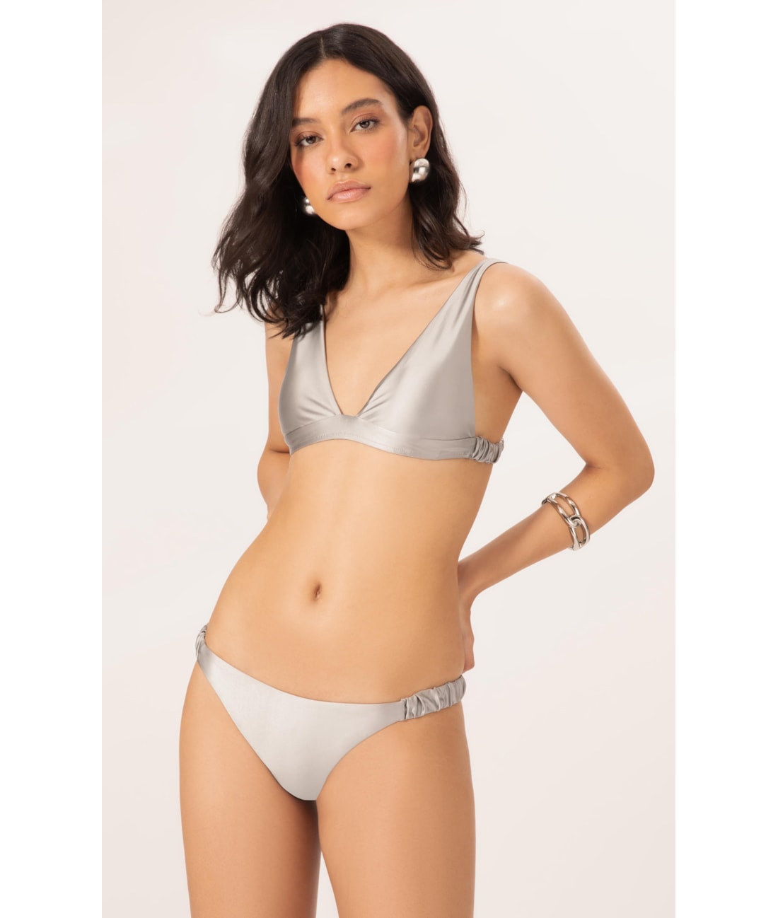 Biquíni Regata Franzido Satin Skin Silver Gray