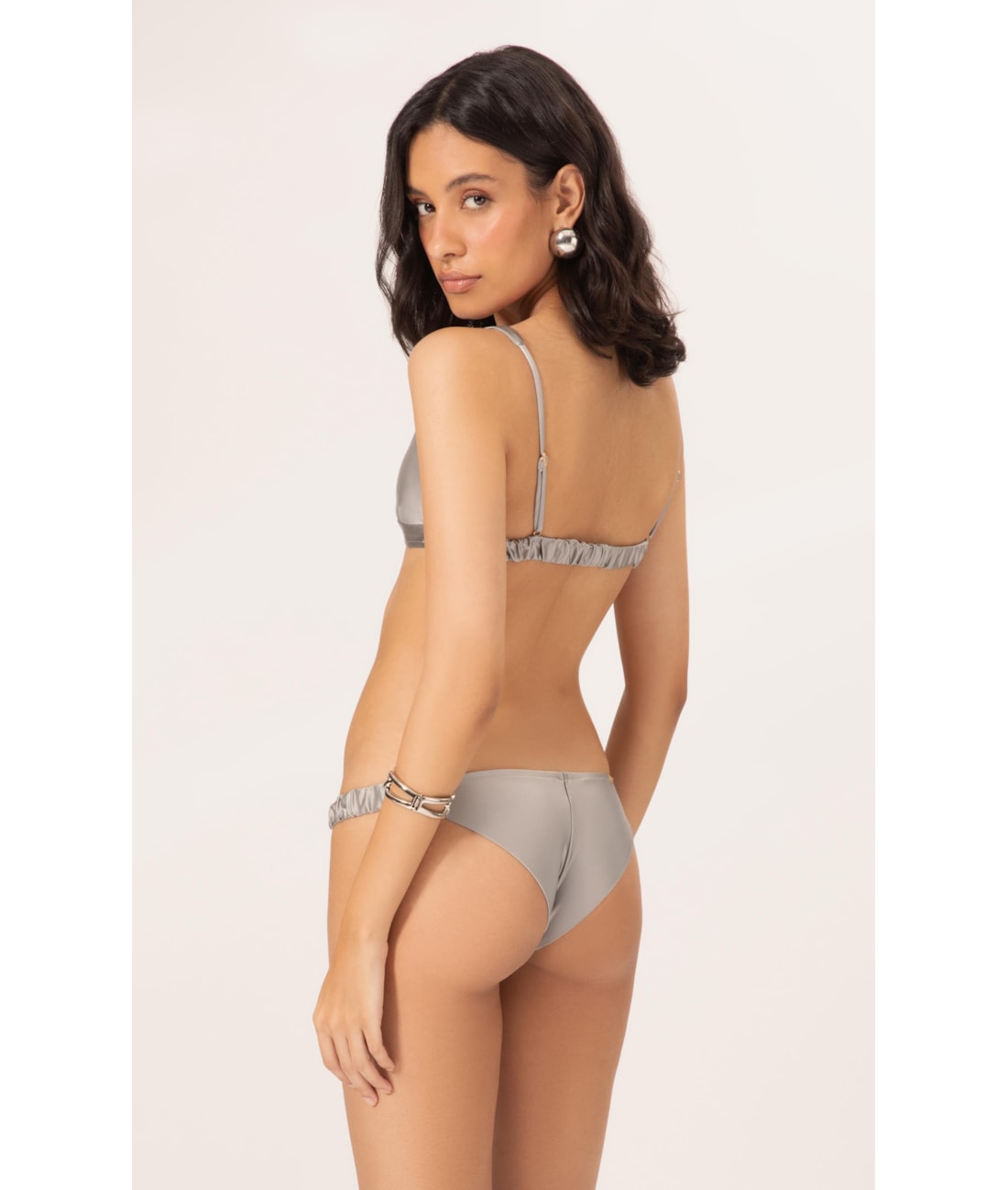 Biquíni Regata Franzido Satin Skin Silver Gray