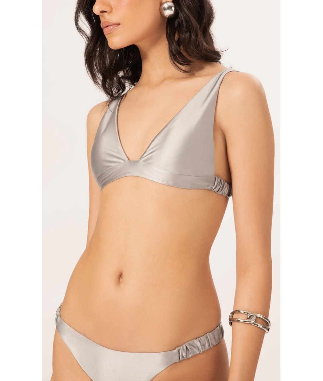 Biquíni Regata Franzido Satin Skin Silver Gray