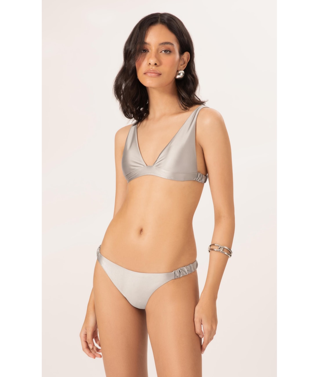Biquíni Regata Franzido Satin Skin Silver Gray