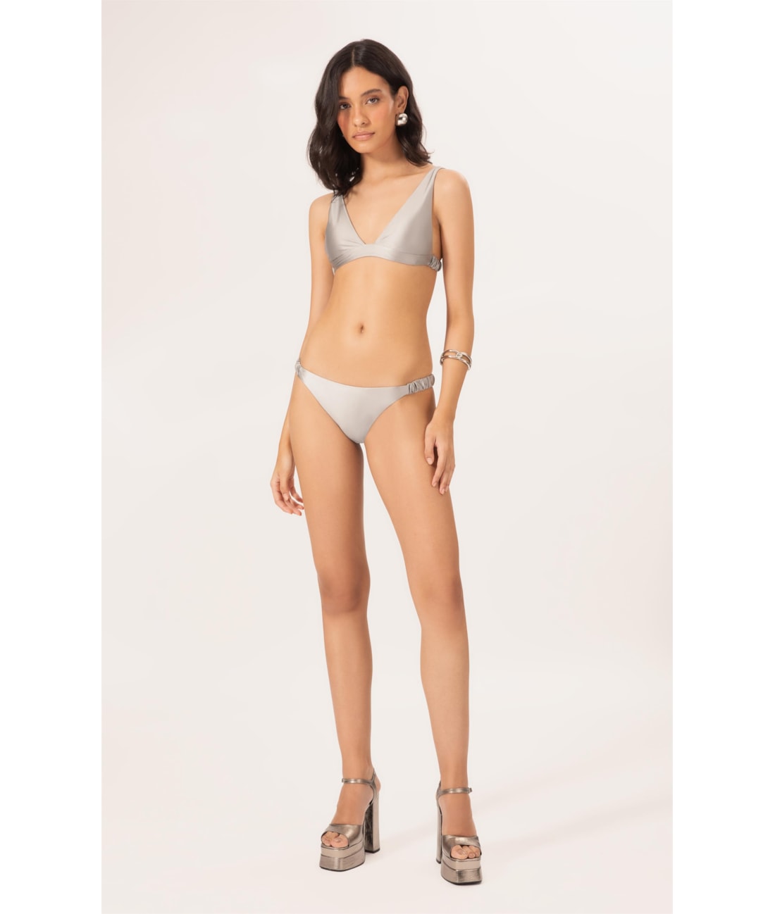 Biquíni Regata Franzido Satin Skin Silver Gray