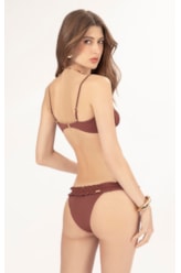 Biquíni Reto Franzido Draping Marrom