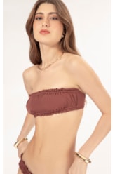 Biquíni Reto Franzido Draping Marrom