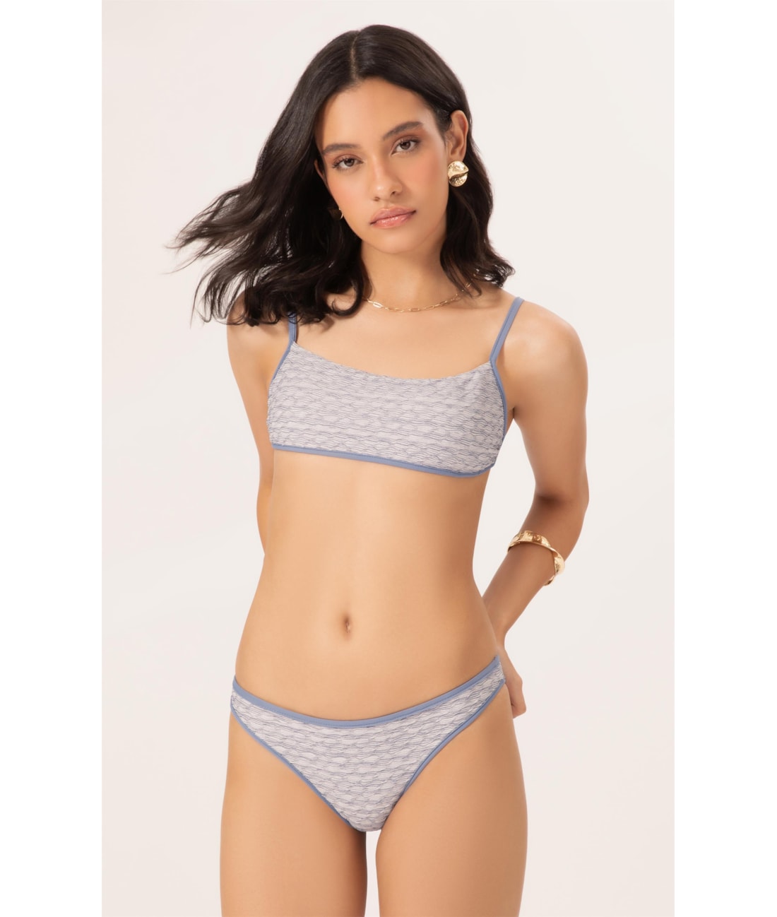 Biquíni Reto Viés Versi Azul Jeans Mescla