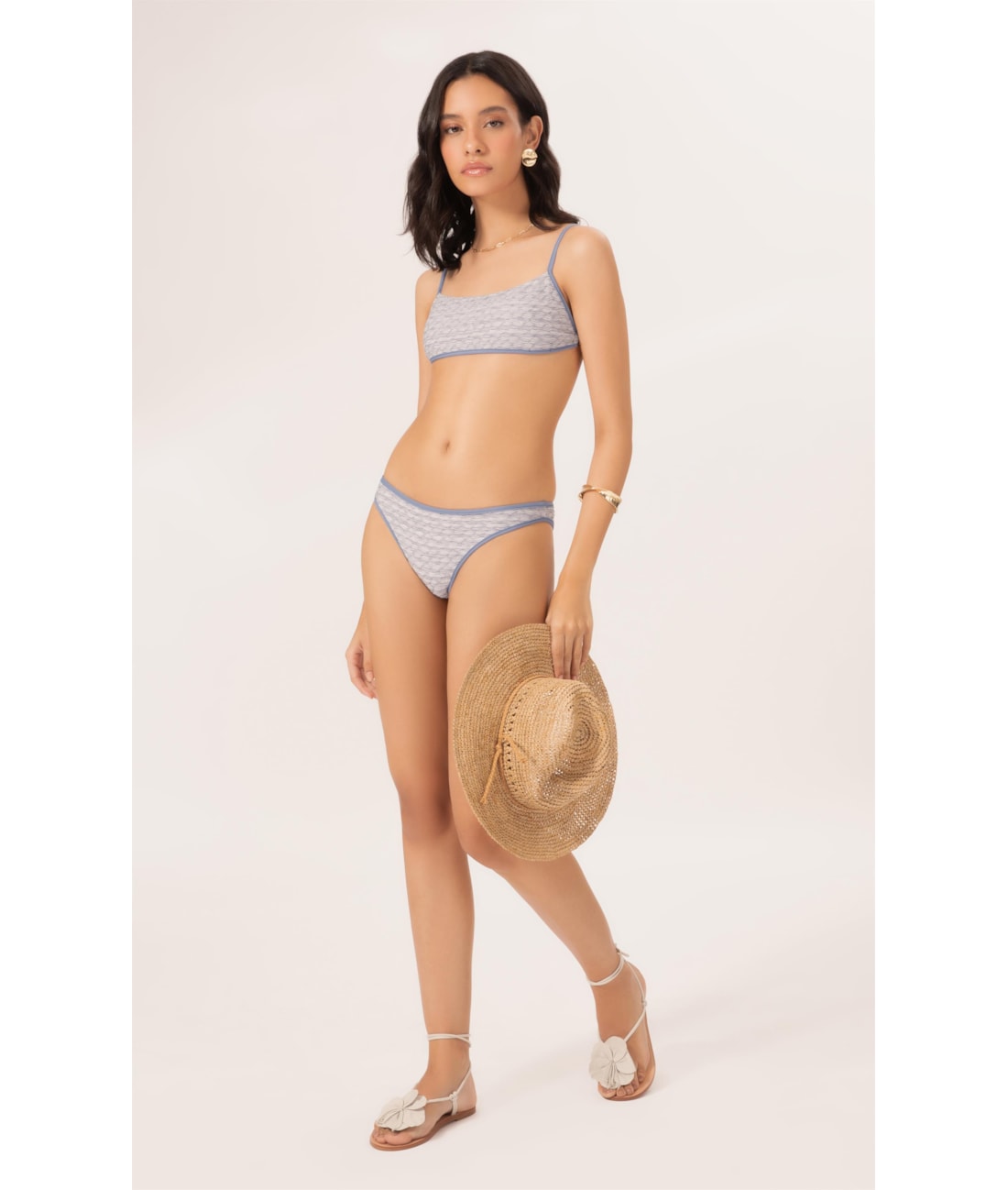 Biquíni Reto Viés Versi Azul Jeans Mescla