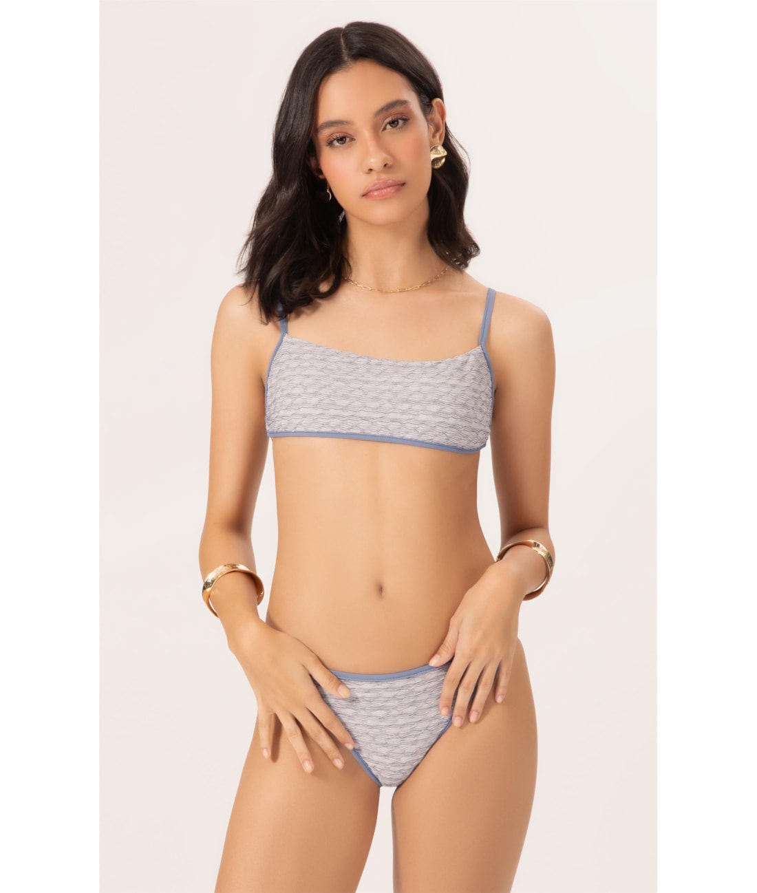 Biquíni Reto Viés Versi Azul Jeans Mescla