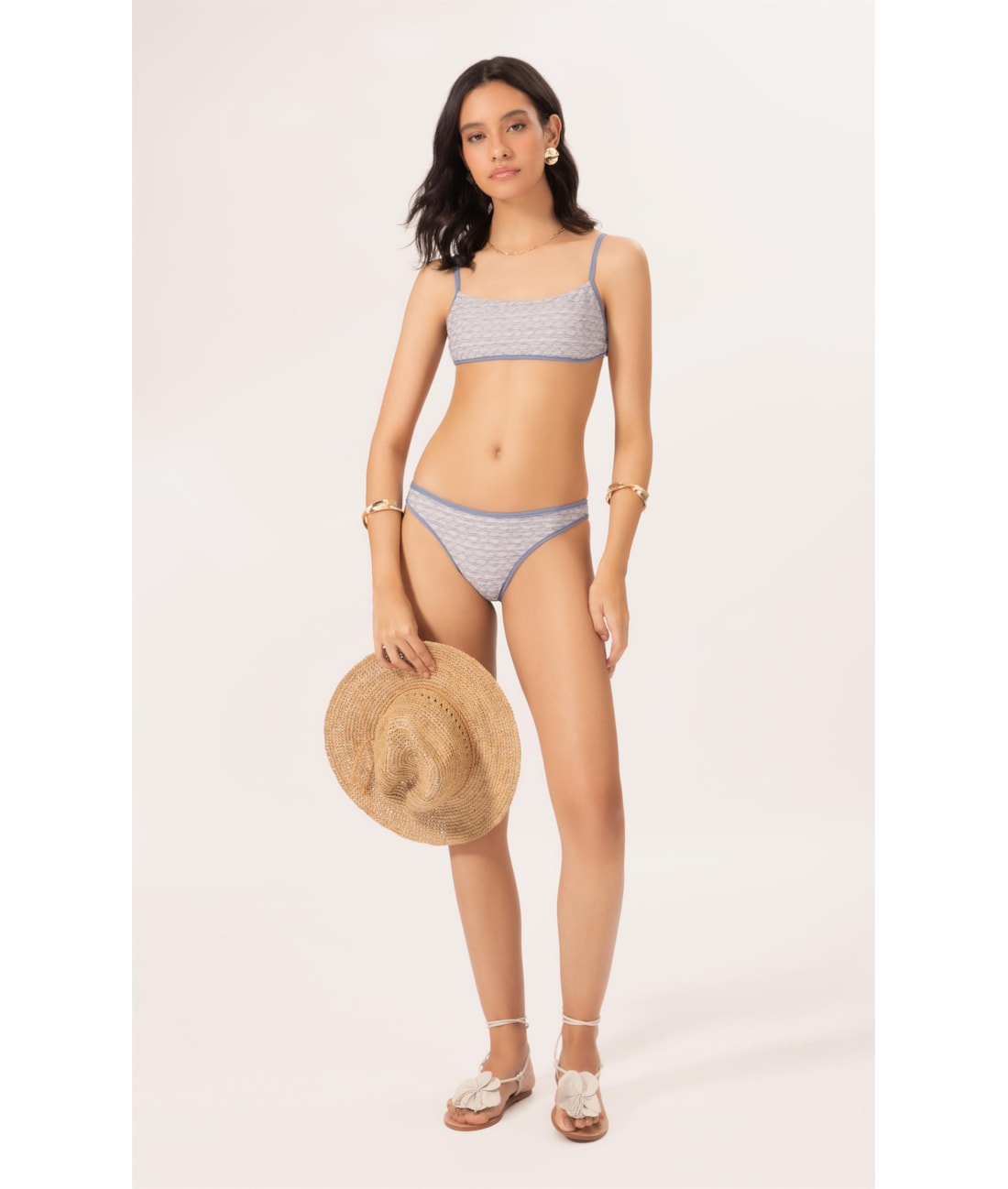 Biquíni Reto Viés Versi Azul Jeans Mescla