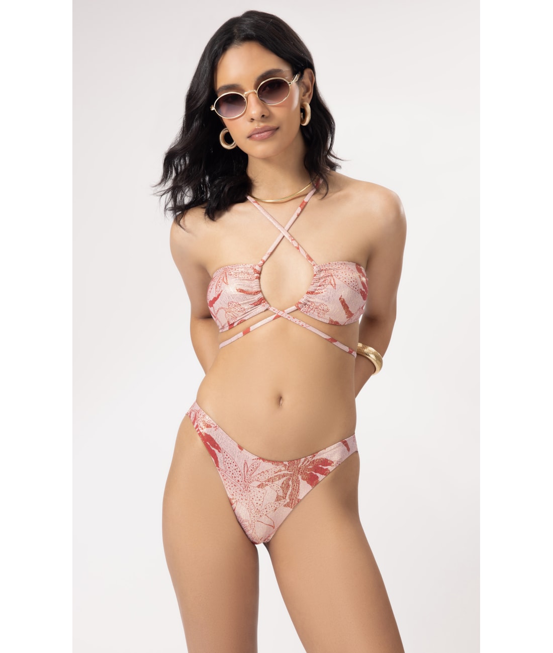 Biquíni Tiras Gold Rosa