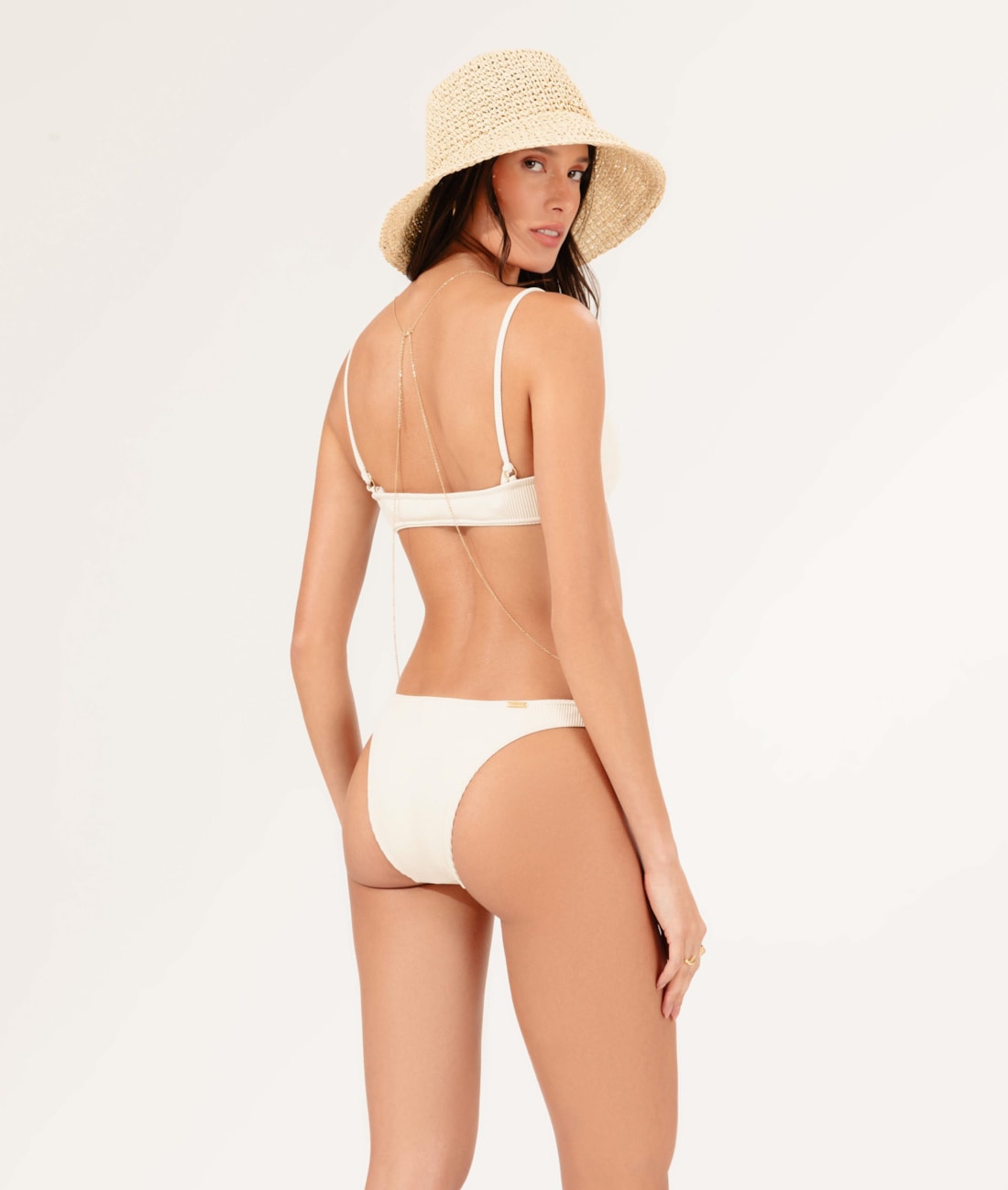 Biquíni Top Regata Novo Viés Madras Off White