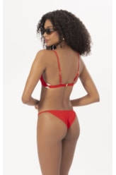 Biquíni Triângulo Fixo CANELADO GEO Vermelho