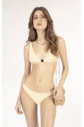 BIQUÍNI TRIÂNGULO FIXO CREPE SHINE AMARELO MANTEIGA