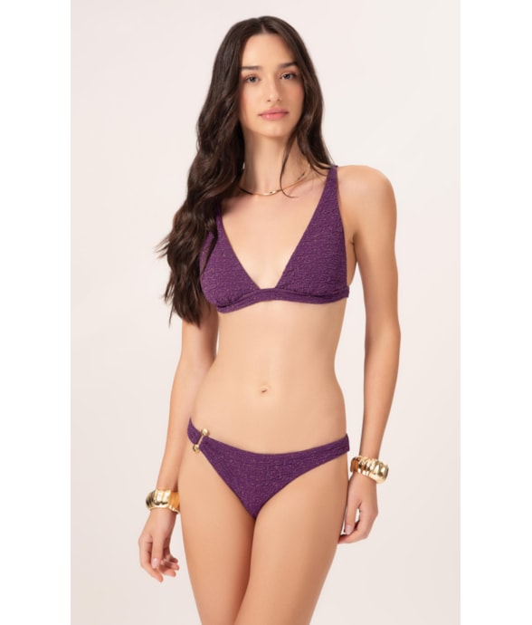 Biquíni Triângulo Fixo Crepe Shine Roxo