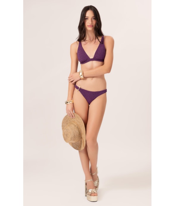 Biquíni Triângulo Fixo Crepe Shine Roxo