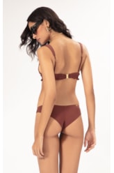 Biquíni Triângulo Fixo Franzido Draping Marrom