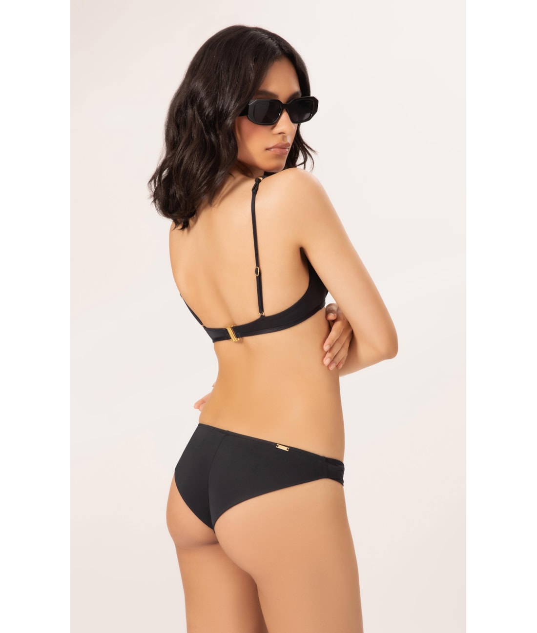 Biquíni Triângulo Transpassado Draping Preto