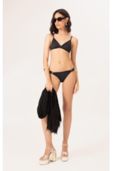 Biquíni Triângulo Transpassado Draping Preto