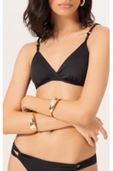 Biquíni Triângulo Transpassado Draping Preto