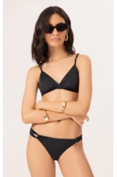 Biquíni Triângulo Transpassado Draping Preto