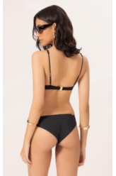 Biquíni Triângulo Transpassado Draping Preto