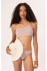 Biquíni Um Ombro Só Crepe Shine Rosê