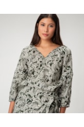 Bata Linen Print Verde Escuro