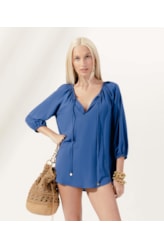Bata Rolotê Linen Blend Azul Seco