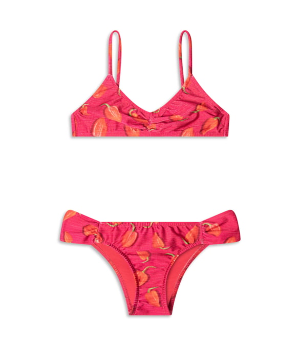 Biquíni Infantil Franzido Bonnet Pink