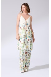 Blusa Alongada Amarração Bouquet Off White