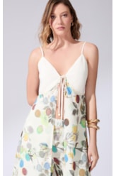 Blusa Alongada Amarração Bouquet Off White
