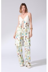 Blusa Alongada Amarração Bouquet Off White