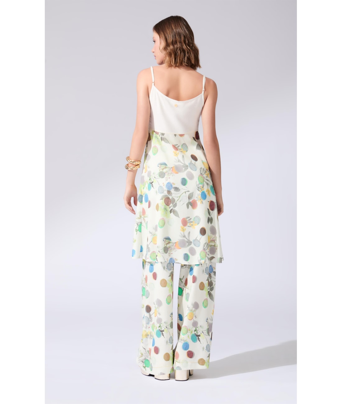 Blusa Alongada Amarração Bouquet Off White