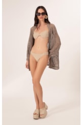 Blusa Alongada Tricot Tweed Capuccino