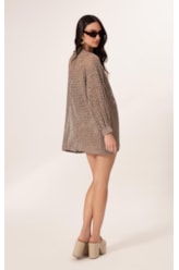 Blusa Alongada Tricot Tweed Capuccino