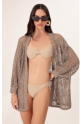 Blusa Alongada Tricot Tweed Capuccino