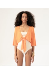 Blusa Amarração Malha Tricot Laranja
