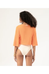 Blusa Amarração Malha Tricot Laranja