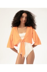 Blusa Amarração Malha Tricot Laranja
