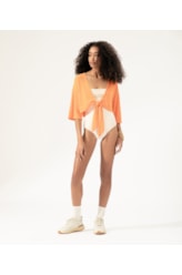 Blusa Amarração Malha Tricot Laranja